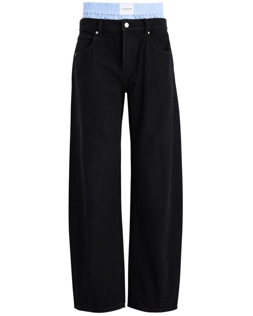 Alexander Wang Black Boxer-Effect Barrel-Leg Jeans