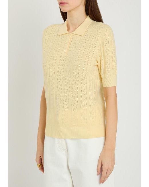 Lisa Yang Yellow Christine Pointelle Cotton And Cashmere-Blend Top