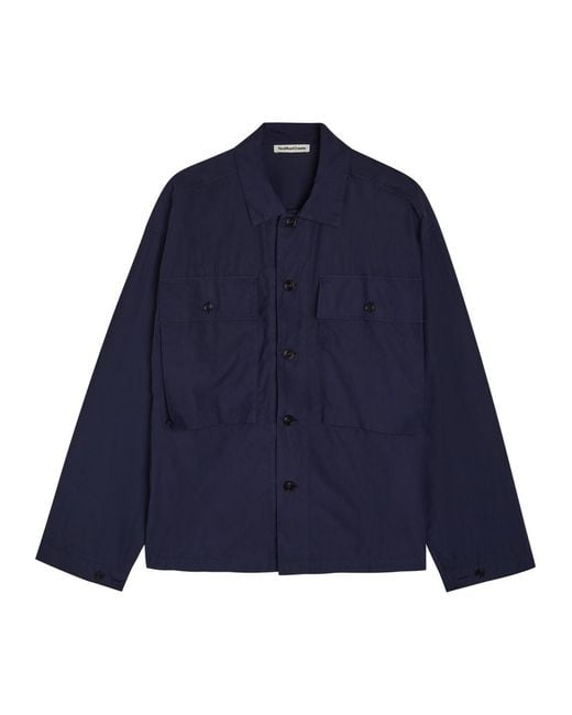 YMC Blue Chest Patch Pocket Cotton Shirt for men