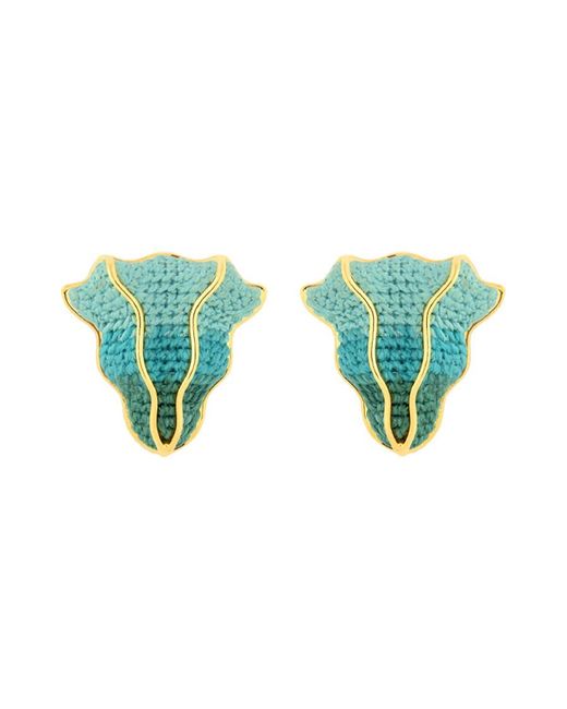 Maria Frering Green Resolução Embroidered-Plated Earrings