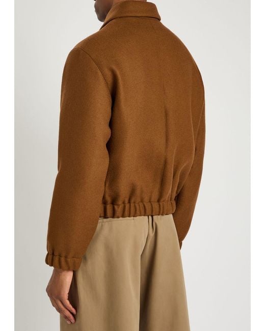 AMI Brown Logo-Embroidered Wool Jacket for men