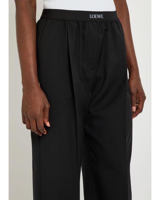Loewe Black Logo Wool Trousers