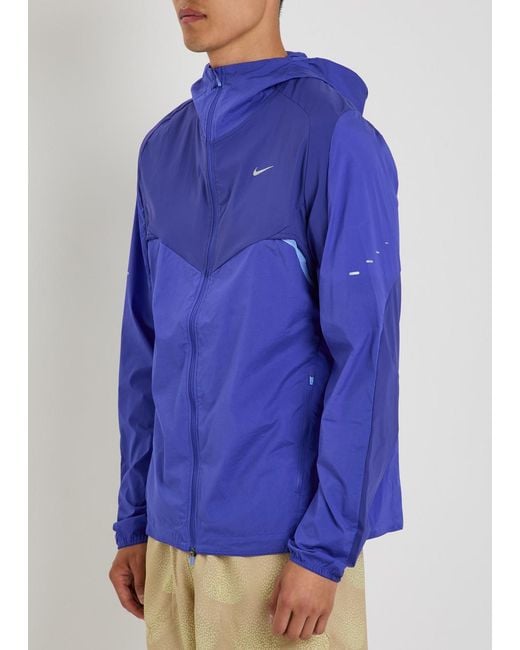 Nike Blue Dri-Fit Hooded Stretch-Nylon Running Jacket for men