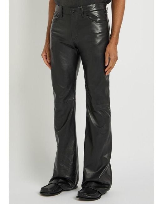 Acne Gray Bootcut Leather Trousers for men