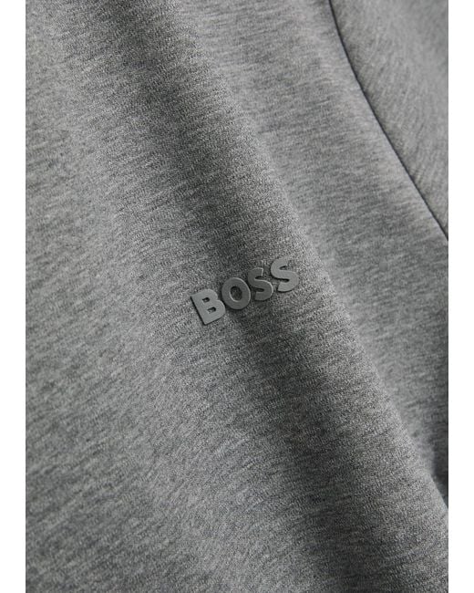 Boss Gray H-Tessler Logo-Print Cotton T-Shirt for men