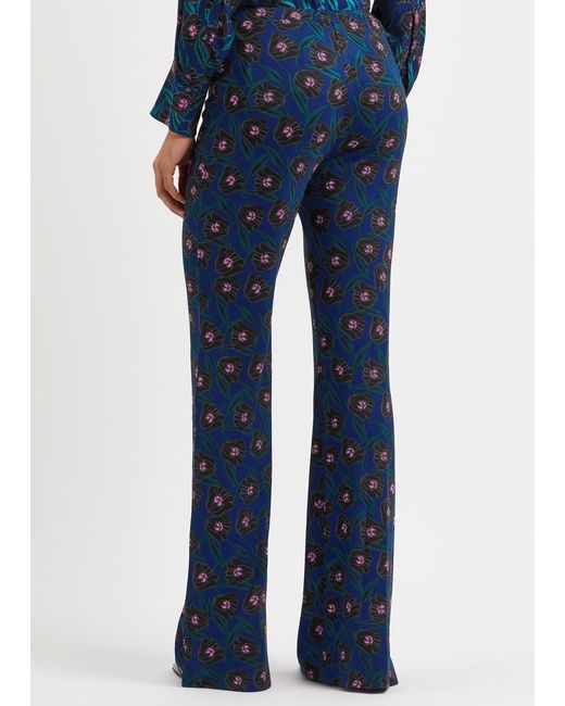 Diane von Furstenberg Blue Brooklyn Printed Stretch-jersey Trousers