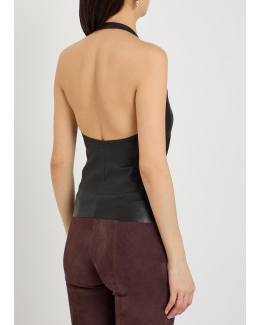 Stouls Black Cherry Halterneck Stretch-Leather Top