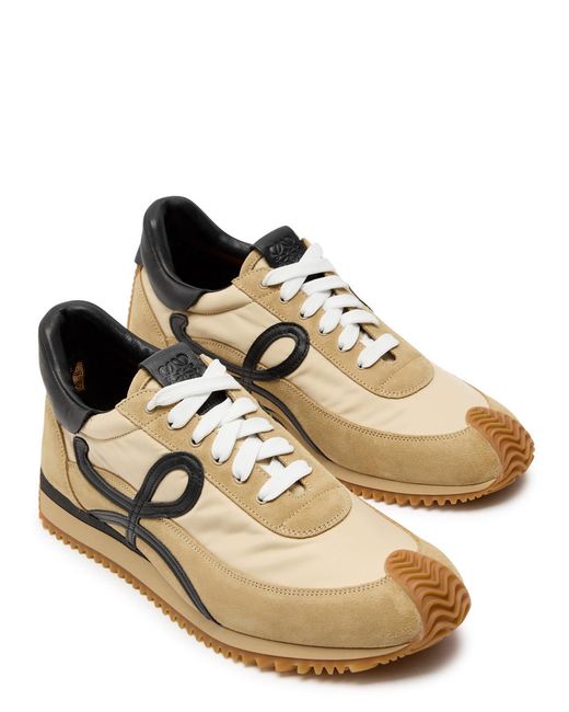 Loewe Brown Flow Runner Panelled Brushed Suede Sneakers for men