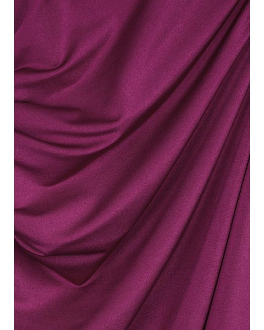 16Arlington Purple Nubria Ruched Satin-jersey Gown
