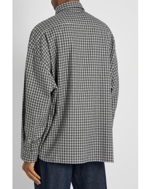 Acne Gray Plaid Cotton Shirt for men