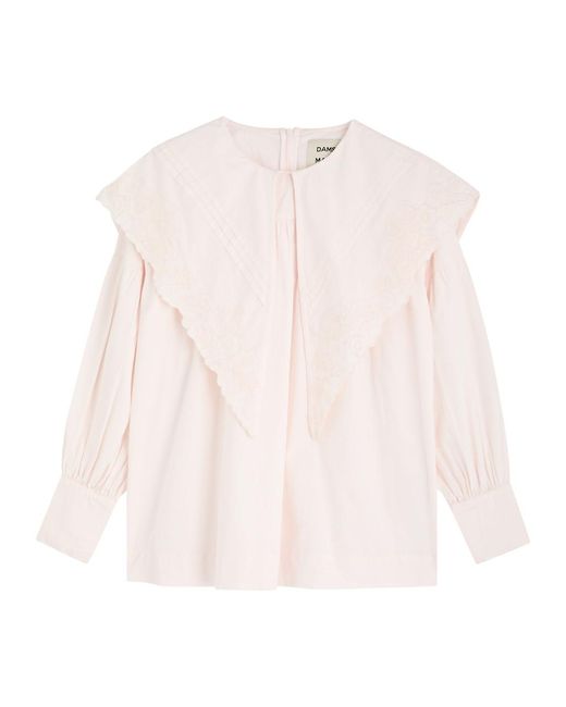 Damson Madder Pink Candy Broderie Anglaise Cotton Blouse
