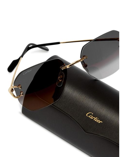 Cartier Metallic Rimless Square-frame Sunglasses