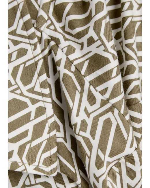 Diane von Furstenberg White Bobbie Printed Stretch-Jersey Wrap Top