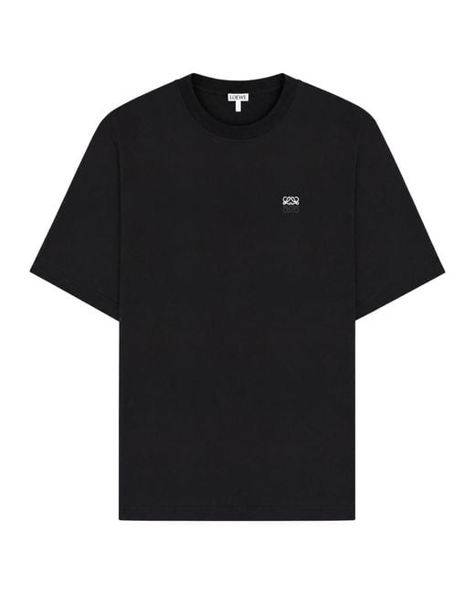 Loewe Black Logo-Embroidered Cotton T-Shirt for men
