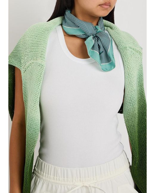 Mulberry Blue Printed Silk Twill Scarf
