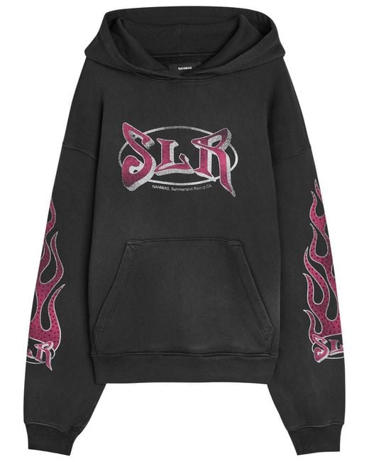 NAHMIAS Black Summerland Racing Hooded Cotton Sweatshirt for men