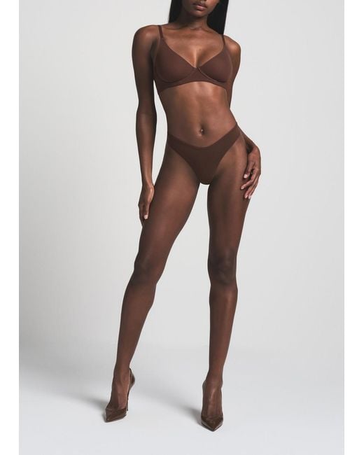 Skims Brown Unlined Stretch-Jersey Demi Bra