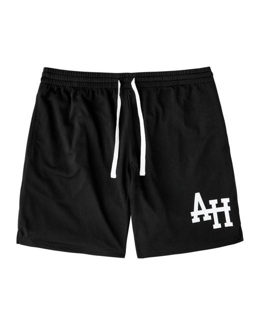 Annie Hood Black Logo-Print Jersey-Mesh Shorts for men