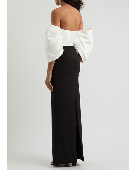 Solace London Black Arla Off-The-Shoulder Gown