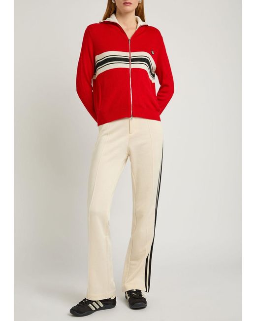 Wales Bonner Red Adidas X Stripe-Intarsia Knit Cardigan
