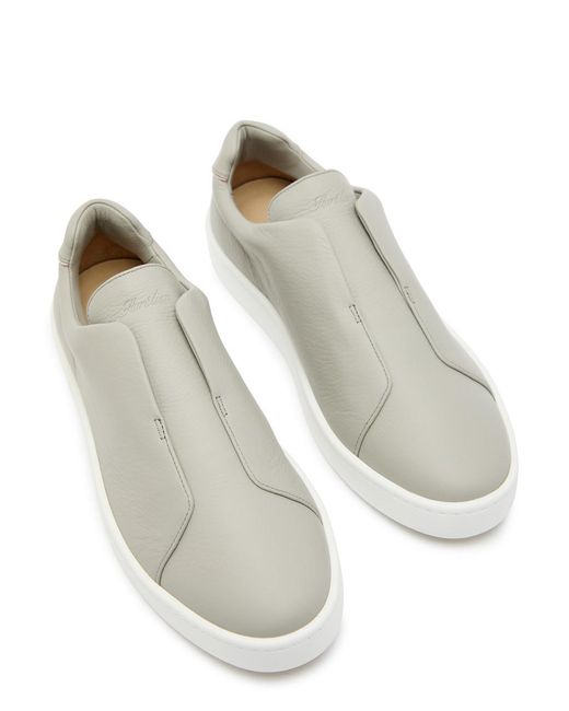 Aurélien White Aur3 Grained Leather Sneakers for men