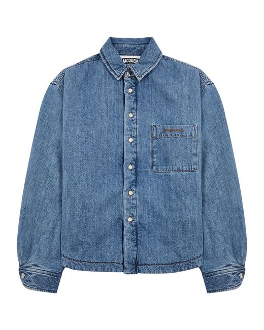 Jacquemus Blue La Chemise Boulanger Padded Denim Overshirt for men