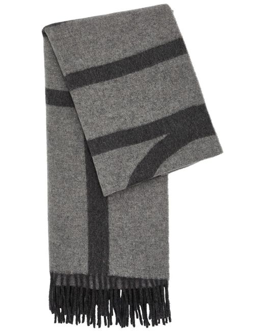 Totême  Gray Totême Logo-monogrammed Wool Scarf