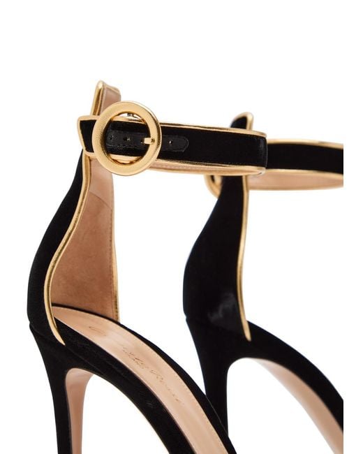 Gianvito Rossi Black 105 Metallic-Trim Velvet Sandals