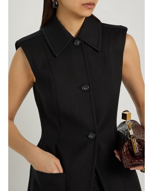 Sportmax Black Sleeveless Cotton-Blend Blazer