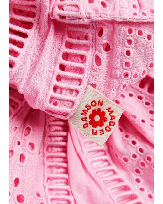 Damson Madder Pink Oversized Broderie Anglaise Cotton Scrunchie