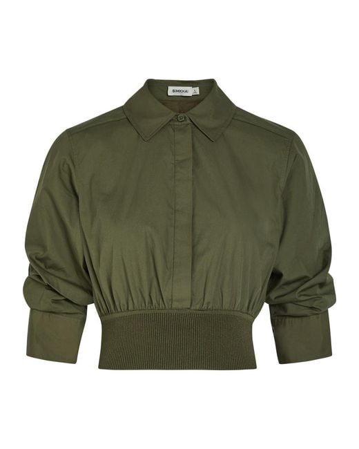 Jonathan Simkhai Green Stiles Cotton-Poplin Cropped Shirt