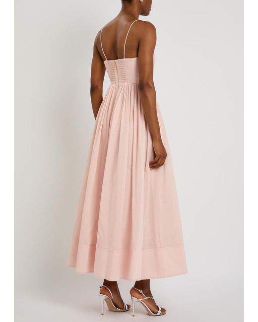 Aje. Pink Rosie Boned Cotton And Silk-Blend Midi Dress