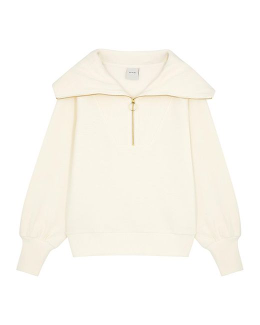 Varley White Vine Ribbed Stretch-Cotton Half-Zip Sweatshirt