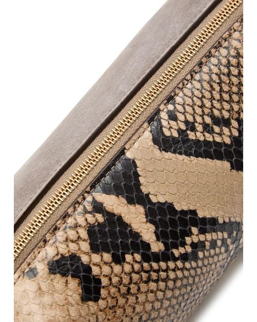 Khaite Brown Kye Mini Snake-Effect Leather And Suede Cross-Body Bag