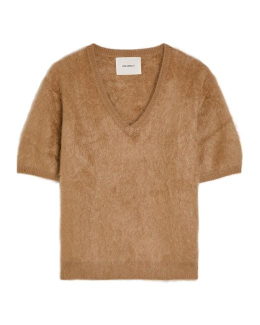 Lisa Yang Natural Lovisa Brushed Cashmere Top