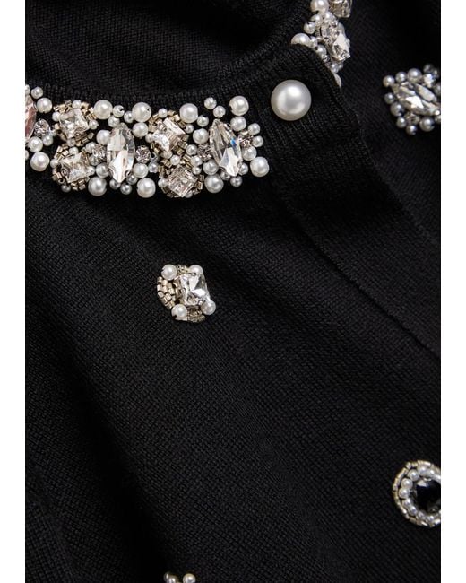 Alice + Olivia Black Dollie Embellished Cardigan