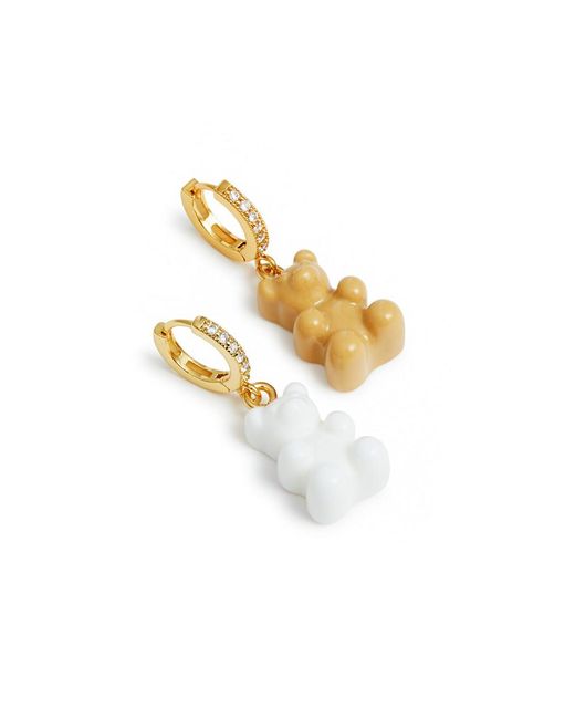 Crystal Haze Jewelry Metallic Nostalgia Bear 18kt Gold-plated Hoop Earrings
