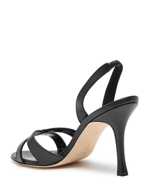 Manolo Blahnik Metallic Callasli 90 Leather Slingback Sandals
