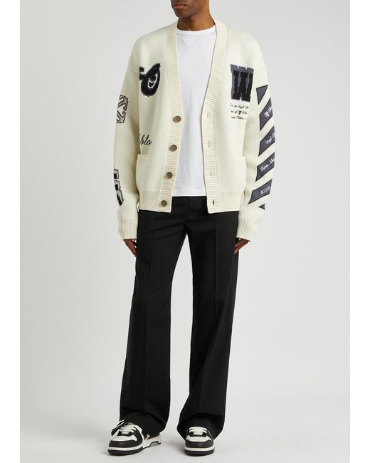 Off-White c/o Virgil Abloh Moon Cardigan In Wool Blend in White