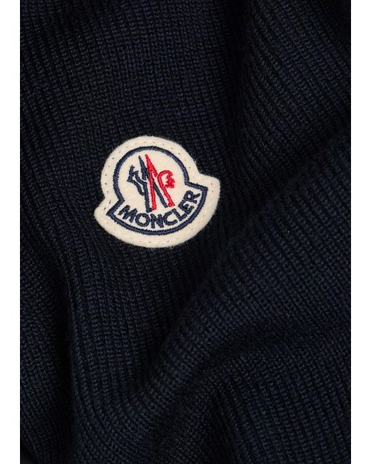 Moncler Blue Quilted Shell And Knit Jacket for men