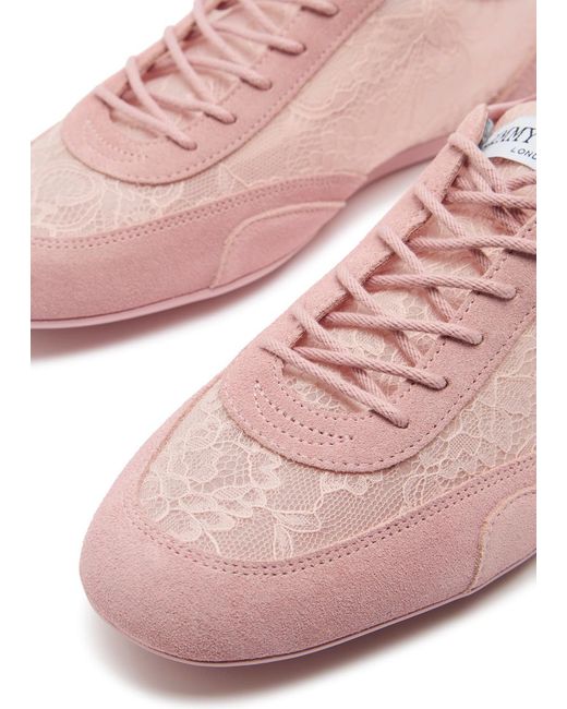 Jimmy Choo Pink Sunny Panelled Lace Sneakers