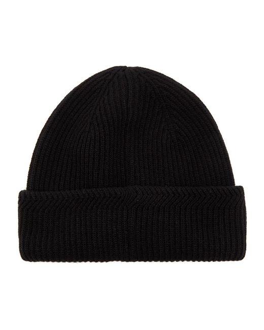 Moncler Black Ribbed Wool And Cashmere-Blend Beanie for men
