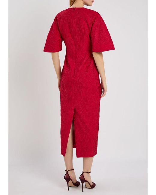 Roksanda Red Falah Cloqué Midi Dress