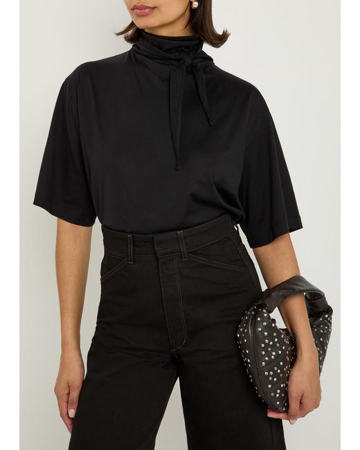 Lemaire Black Foulard-Neck Cotton T-Shirt