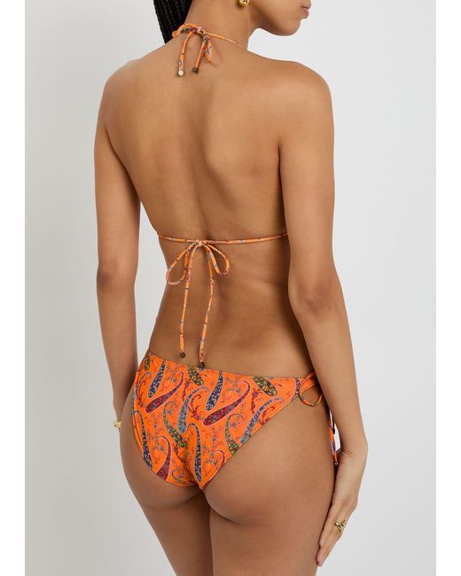 Etro Orange Patterned Triangle Bikini