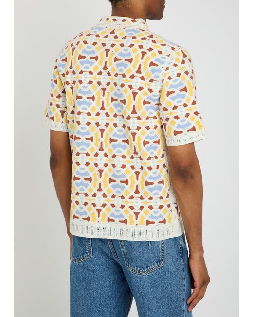 Wax London White Dorset Patterned Crochet Cotton-Blend Shirt for men