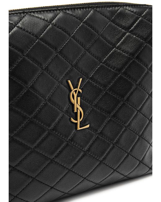 Saint Laurent Black Gaby Quilted Leather Pouch
