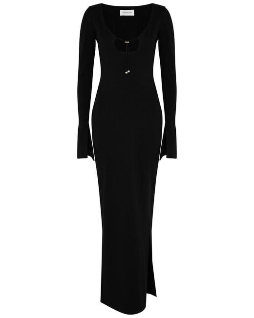 16Arlington Black Solaria Side-split Maxi Dress