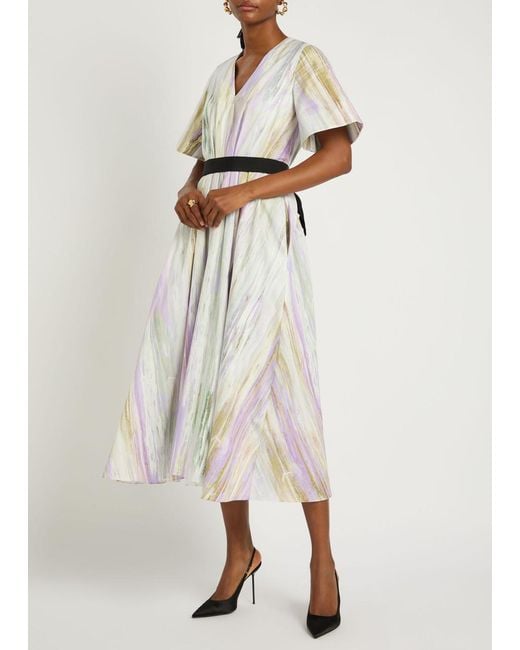 Roksanda White Sana Printed Cotton-Poplin Midi Dress