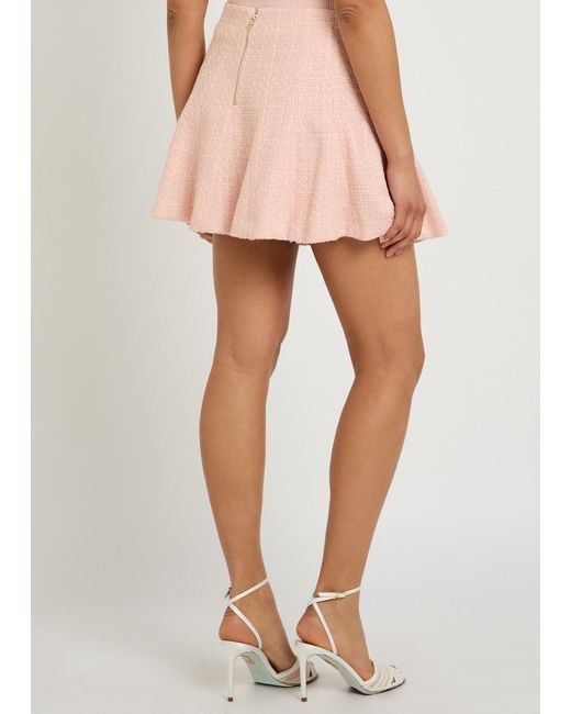 Alice + Olivia Pink Zona Pleated Tweed Mini Skirt